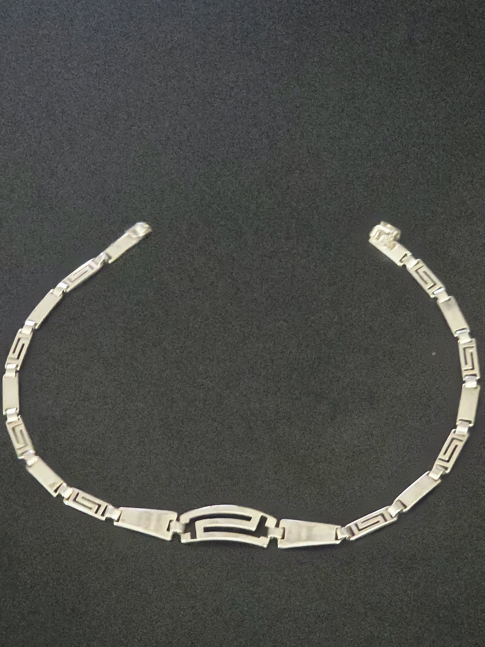 925 Silver  Polished Silver Greek Key Necklace for Women - Elegant Silver Tone